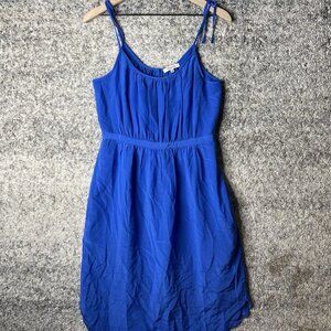 Madewell Silk Skyway Cami Dress Womens Blue Sleeveless Tie Straps Pockets Size 8